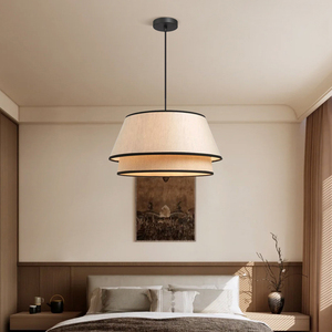 <span class=keywords><strong>Lampadario</strong></span> a Tamburo Moderno Stile Fattoria <span class=keywords><strong>con</strong></span> Paralume in Lino Bianco, Lampade a Sospensione per Isola Cucina, Ingresso, Camera da Letto - Product Image 4