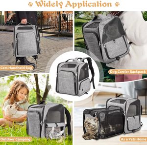 Sac à dos pour chat Sac à dos extensible à 2 côtés pour animaux de compagnie pour chats et chiens, convient jusqu'à <span class=keywords><strong>20</strong></span> lb, transporteur respirant pour chat avec laisse de sécurité intérieure - Product Image 6