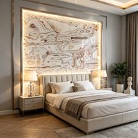 Dalles de marbre naturel de luxe sur mesure pour murs de télévision, îlots de cuisine, plans de travail, sols de salle de bain et projets hôteliers