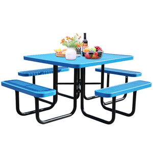 <span class=keywords><strong>Tavolo</strong></span> <span class=keywords><strong>da</strong></span> Picnic Commerciale <span class=keywords><strong>Quadrato</strong></span> in Metallo Espanso per Esterni con Panca, <span class=keywords><strong>Tavolo</strong></span> <span class=keywords><strong>da</strong></span> Pranzo in Acciaio per Patio, Giardino e Campeggio - Product Image 2