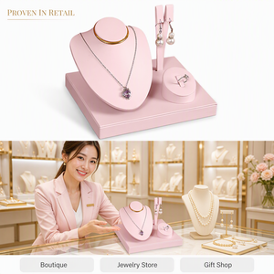 WEIMEI Présentoirs à bijoux en cuir PU 5 couleurs pour colliers, bagues et boucles d'oreilles, avec finition dorée, pour boutiques et magasins de cadeaux - Product Image 4