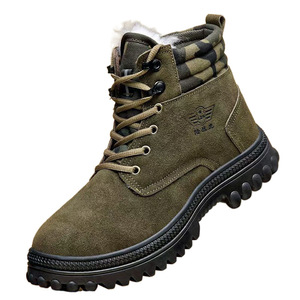 Botas de Nieve para Hombre, Forradas de Piel, Impermeables, para Invierno, de Exterior, con Tacón Medio, Color Sólido, con Cordones Delanteros, para Adultos - Product Image 5