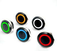 Bouton-poussoir métallique fin pré-câblé 16/19/22/25/30MM avec symbole d'alimentation LED RGB étanche, bouton momentané personnalisable