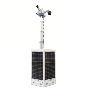 Tour de vidéosurveillance <span class=keywords><strong>solaire</strong></span> Cube avec mât de 6 m, 4 panneaux de 440 W et 4 anneaux d'antenne cellulaire pour la surveillance de la sécurité publique - Product Image 1