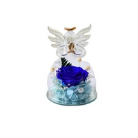 TC Wholesale - Rose éternelle personnalisée avec logo dans un verre, figurines d'anges, fleur éternelle, cadeaux de Noël, de la Saint-Valentin, de la fête des mères, d'anniversaire