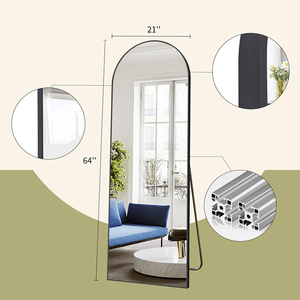 64 "x 21" hiện đại đơn giản trang trí nội thất khung nhôm shatter-proorf Nano kính cong đầy đủ chiều dài gương với tầng đứng - Product Image 6