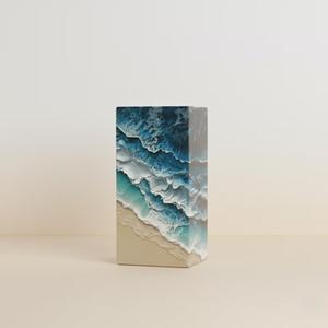 Urne funéraire commémorative pour crémation |   Urne funéraire rectangulaire en bois et époxy, surface polie, artisanale - Product Image 5