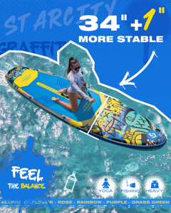 พี.เอฟ. เซิร์ฟบอร์ดแบบพองลมรุ่นใหม่ปี 2026 Ultra Stable Tabla ขนาด 11'6"x35"x6'' GRAFFITI Sup Paddle Board แบบ Drop Stitch รุ่น SC11 Stable D - Product Image 4