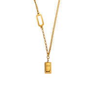Collier pendentif tendance de luxe en acier inoxydable plaqué or 18 carats, chaîne à maillons, design minimaliste pour femme, cadeau d'anniversaire