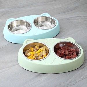 ถาดอาหารสัตว์เลี้ยงสแตนเลสแบบกันลื่นสำหรับแมวและสุนัข ชามคู่ - Product Image 4