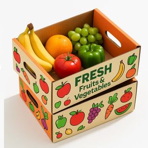 Carton d'emballage en carton recyclable de boîte de plateau ondulé coloré pour le <span class=keywords><strong>transport</strong></span> de stockage de légumes de fruits et l'affichage au détail - Product Image 1