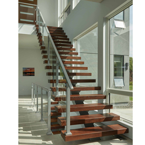 带侧面安装玻璃栏杆的室内玻璃直楼梯 - Product Image 2