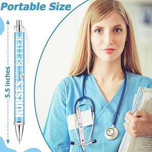 Stylos d'infirmière personnalisé motif drôle mignon papeterie personnalisée <span class=keywords><strong>stylo</strong></span> à bille en plastique enfichable tige vide transparente - Product Image 3