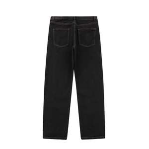 Jeans baggy brodés sur mesure pour hommes Pantalons de <span class=keywords><strong>skate</strong></span> amples pour grands garçons Hiver été Lavé Bleu foncé Tissu en coton Décontracté Léger - Product Image 5