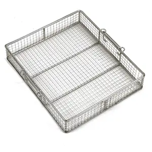 Custom-made Storage Basket With Handle 304 Stainless Steel Wire Mesh Sterilization Basket/mesh Basket