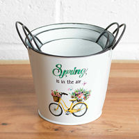 Ensemble de 3 Vintage Best Spring Bicycle Flower Logo Ever Metal Plant Pot Covers Planters Garden Decor