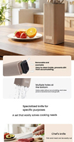 Ensemble de 7 couteaux de cuisine avec support carré en acier inoxydable, couteau de chef pour la maison