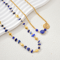 Collier bohème tendance en lapis-lazuli, collier superposé en pierre naturelle élégant, design unique, accessoire quotidien, collier pour femme