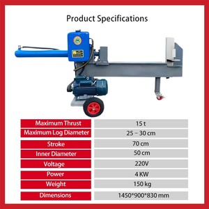 Rajadora de Leña Eléctrica Hidráulica con Ruedas, Procesador de Leña de 15 Toneladas y 70 cm de Carrera <span class=keywords><strong>para</strong></span> Aplicaciones Agrícolas - Product Image 4
