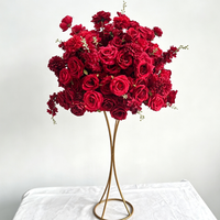 Bouquet de fleurs artificielles de luxe rouge bordeaux, design élégant, haute qualité, durable, décoration florale pour événements, centre de table de mariage