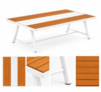 Ensemble de canapés d'extérieur modernes 4 pièces, mobilier de patio avec structure en aluminium, coussins en corde tressée pour jardin, terrasse, villa, complexe hôtelier
