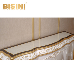 Juego de Dormitorio de Madera Real Francés de Lujo, Marco de Madera Maciza Tallada a Mano, Tapizado en Tela <span class=keywords><strong>Azul</strong></span>, Muebles de Cama King y Queen <span class=keywords><strong>para</strong></span> Bodas - Product Image 6