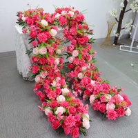 Vente en gros de chemin de table en fleurs orange et rouges, arrangement floral artificiel pour mariage, scène, fête, décoration d'événements