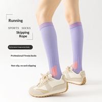 Chaussettes de compression athlétiques pour hommes et femmes - Chaussettes de fitness mi-mollet pour la course à pied, soutien musculaire, respirantes, antibactériennes, en polyester