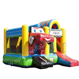 Populaire ontwerp auto opblaasbare bounce huis bouncy springen kasteel combo met glijbaan voor party