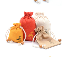 Pochette à bijoux en toile de jute lin coton avec cordon de serrage sac d'emballage en jute