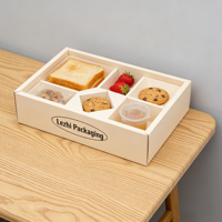Boîte à pique-nique personnalisée avec compartiments et couvercles, plateau de service en carton divisé avec porte-ketchup