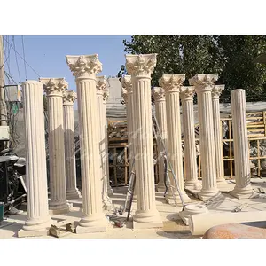 Utilisation décorative extérieure colonne sculptée à la main prix des piliers de marbre en pierre naturelle polie