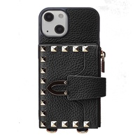 Bandoulière en cuir de vache pour iphone 13, mini 13 pro max, motif peau de vache, sac pour pièce de monnaie avec écouteurs, fermeture éclair