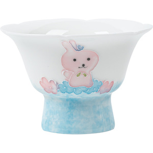Tasse à tige en céramique peinte à la main, motif lapin mignon et fleur, tasse de dégustation en porcelaine, ensemble de thé Kung Fu - Product Image 5