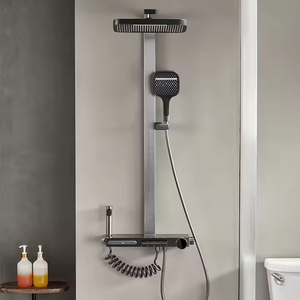 Ensemble <span class=keywords><strong>de</strong></span> salle <span class=keywords><strong>de</strong></span> bain contemporain étoile <span class=keywords><strong>ciel</strong></span> lumière Gunmetal blanc cascade Piano clé affichage numérique taille Massage <span class=keywords><strong>douche</strong></span> multifonction - Product Image 1