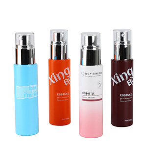 Botella <span class=keywords><strong>de</strong></span> Vidrio <span class=keywords><strong>de</strong></span> Lujo <span class=keywords><strong>de</strong></span> 50 ml con Fondo Grueso, Colorida, para Loción, Esencia, Suero o Base <span class=keywords><strong>de</strong></span> Maquillaje, en Vibrantes Tonos Naranja y Azul - Product Image 1