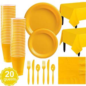 16 औंस पेपर कप के साथ खुश जन्मदिन के लिए एकल रंग डिस्पोजेबल पेपर टेबलवेयर सेट - Product Image 2