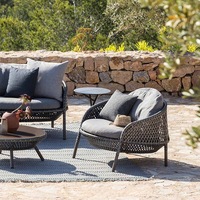Ensemble de meubles de salon en bambou et en fer de style nordique moderne et simple pour balcon, villa, cour