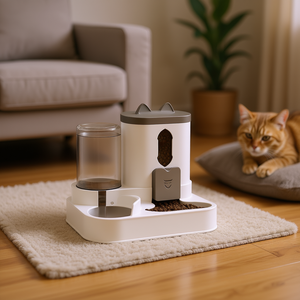 Distributore Automatico di Cibo per Gatti Pawfect, Ciotola Rettangolare in Plastica Grigia con Erogatore d'Acqua per Gatti - Product Image 2