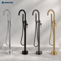Robinet de baignoire sur pied en laiton, mitigeur chaud/froid double fonction avec douchette pour salle de bain moderne