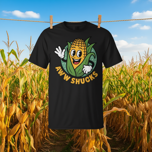 Camiseta Aww Shucks Corn On The Cob, camiseta promocional unisex negra para adultos - Product Image 3