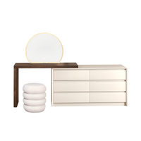 Table de maquillage moderne en bois massif écologique avec armoire de rangement réversible sur pied pour appartement et chambre à coucher