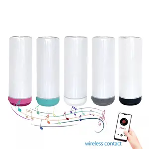 Botol Olahraga Musik Baja Tahan Karat Sublimasi Luar Ruangan Baru Speaker Nirkabel Bluetooth Pintar Botol Air Tumbler