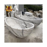 Baignoire en marbre blanc massif de luxe, baignoire ronde surdimensionnée en pierre de Bali, baignoire autoportante en marbre de Carrare, prix