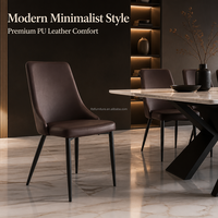 Chaise de salle à manger ergonomique moderne en promotion, pieds en métal, revêtement PU, pour la maison, le bureau ou l'appartement
