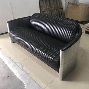फैक्टरी डिजाइन विंटेज काले असली लेदर एविएटर सोफे 3 सीटों औद्योगिक मचान सोफे फर्नीचर - Product Image 1