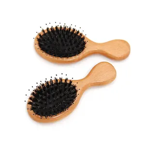 Small Portable Size Nylon Boar Bristle Baby Hairbrush Travel Small Hair Brush for Thick Curly Thin Long Short Hairs