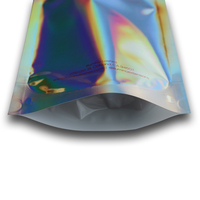 Sacs refermables personnalisés en Mylar holographique doré mat avec fermeture éclair, emballages en aluminium pour aliments