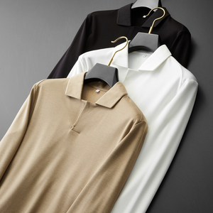 <span class=keywords><strong>Polo</strong></span> da <span class=keywords><strong>uomo</strong></span> in misto <span class=keywords><strong>lana</strong></span> di alta qualità in pile calda tinta unita da lavoro con risvolto a <span class=keywords><strong>manica</strong></span> <span class=keywords><strong>lunga</strong></span> - Product Image 2