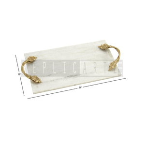 Bandeja de Servir de Madera de Lujo Estilo Art Deco Maximus International con Asas de Hoja de Oro |   Decoración Rectangular Multifuncional - Product Image 1
